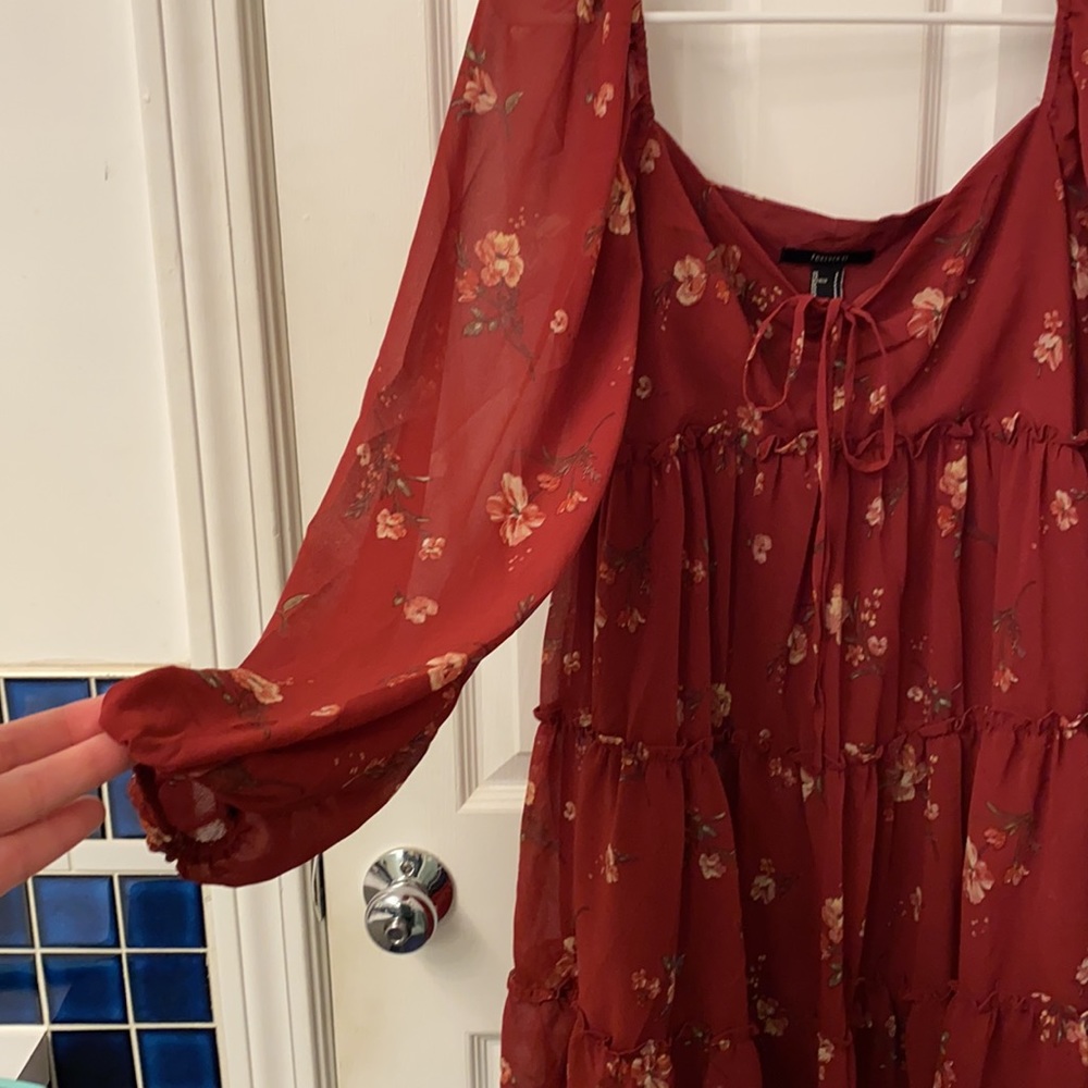 Red floral babydoll dress - Picture 3 of 4